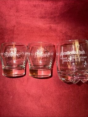 Gentleman Jack and Di Amore Branded Clear Glass Whiskey Rocks Tumblers